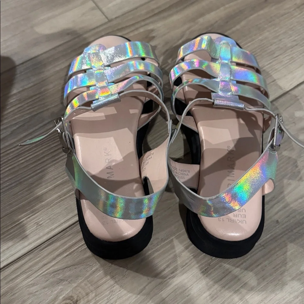 Girls Holographic Strappy Sandals